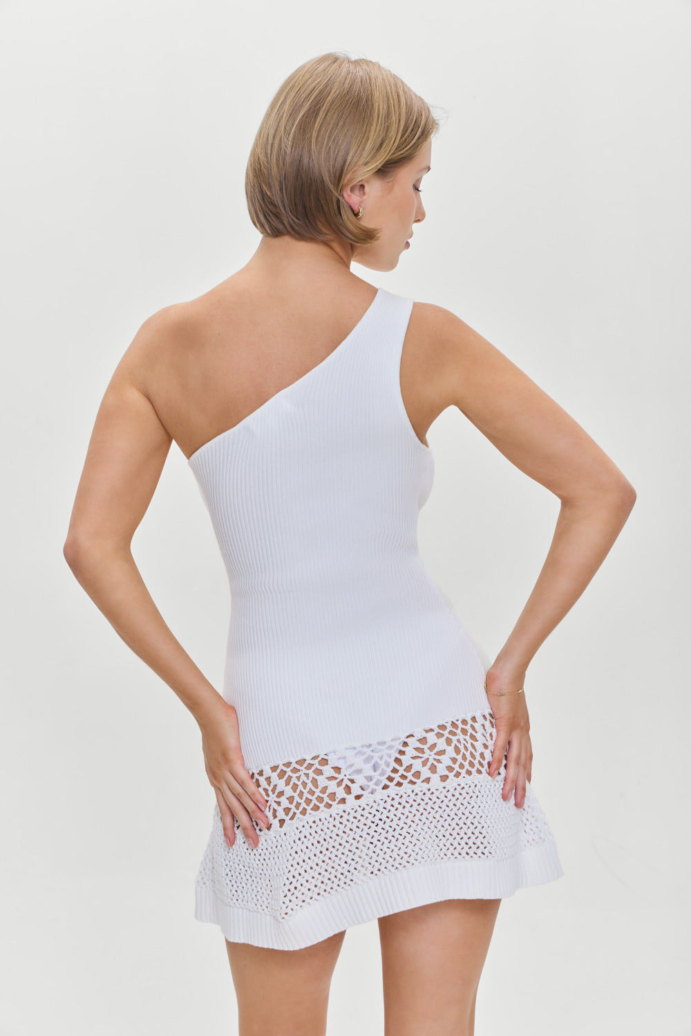 Serenade One Shoulder Crochet Dress - White | Frankies Bikinis