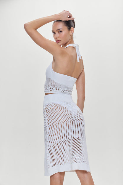 Orchard Crochet Midi Skirt - White | Frankies Bikinis