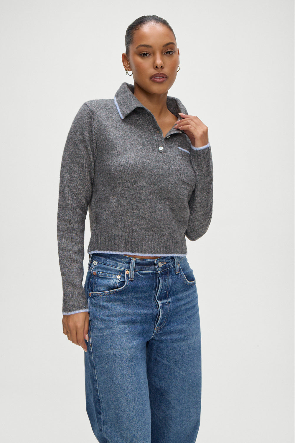 Carolyn Collared Sweater - Winter Sky | Frankies Bikinis
