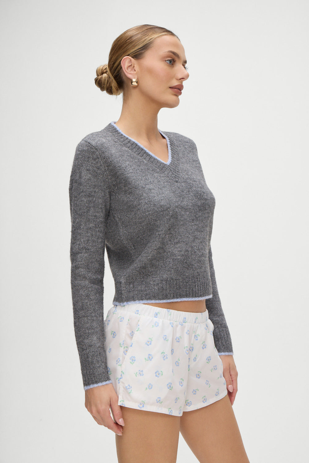 Brentwood V Neck Sweater - Winter Sky | Frankies Bikinis