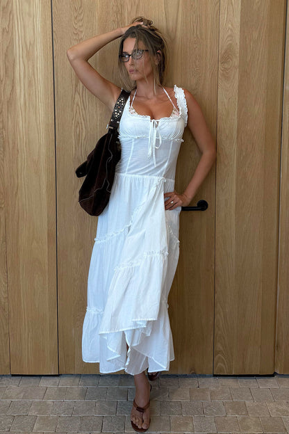 Keepsake Cotton Ruffle Maxi Dress - Daisy White | Frankies Bikinis