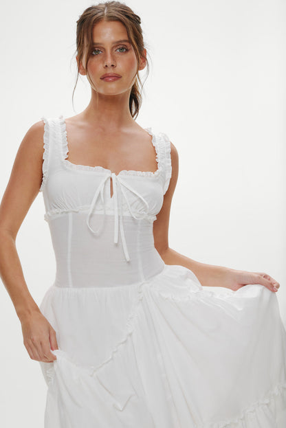Keepsake Cotton Ruffle Maxi Dress - Daisy White | Frankies Bikinis