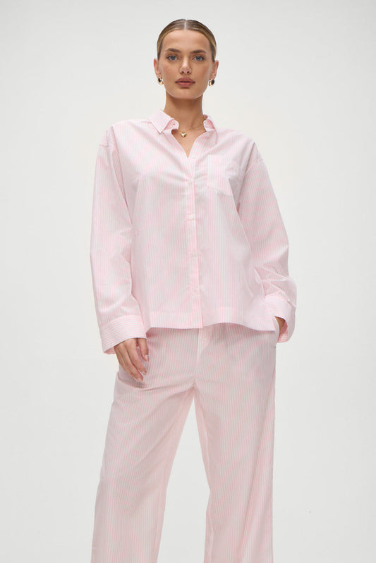 Ralph Long Sleeve Sleep Shirt - Pink Stripe | Frankies Bikinis