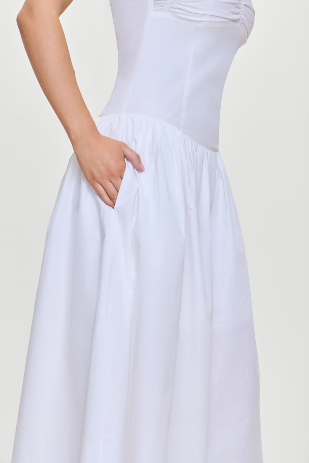 Horizon Strapless Collared Midi Dress - White | Frankies Bikinis