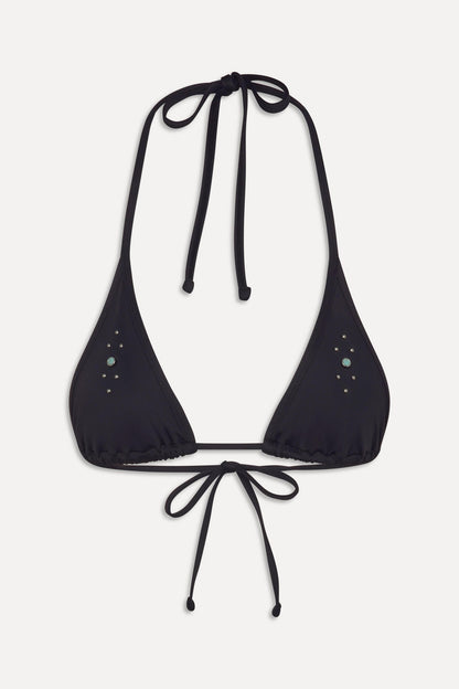 x BELLA HADID Paradise Halter Bikini Top - Lone Star Black | Frankies Bikinis