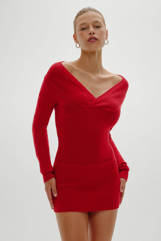 Jade Long Sleeve Knit Mini Dress - Heartstrings | Frankies Bikinis