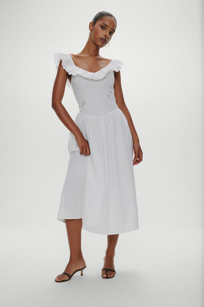 Georgia Cotton Embroidered Midi Dress - Angel's Meadow | Frankies Bikinis