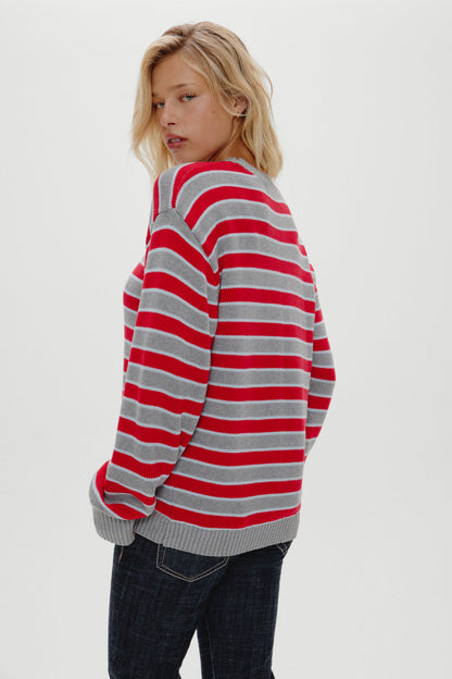 Sloane Oversized Knit Sweater - Cloud Cover Stripe | Frankies Bikinis