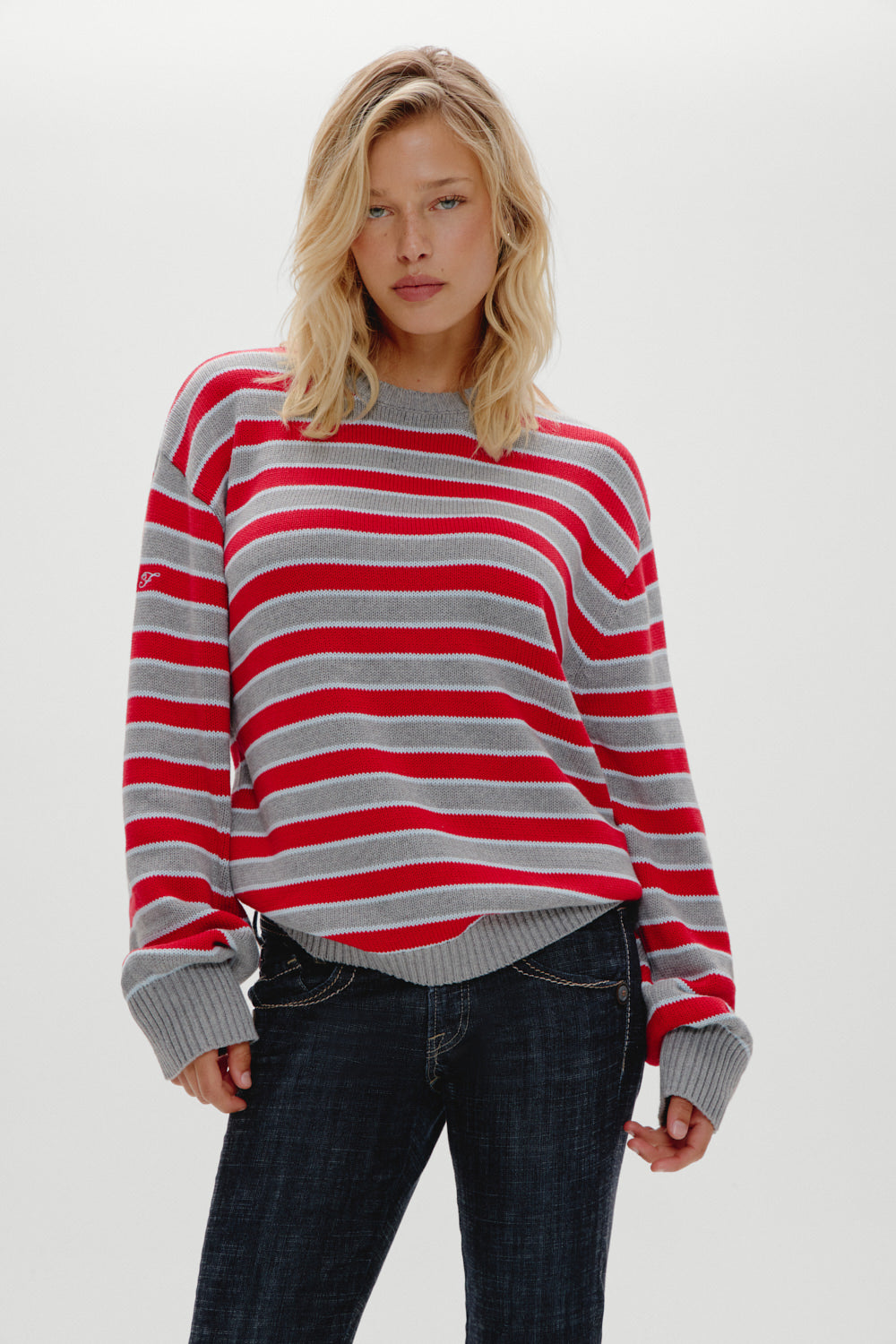 Sloane Oversized Knit Sweater - Cloud Cover Stripe | Frankies Bikinis