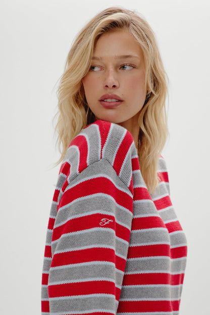 Sloane Oversized Knit Sweater - Cloud Cover Stripe | Frankies Bikinis