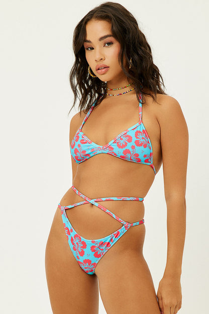 Syd Terry Wrap Bikini Bottom - Blue Magic | Frankies Bikinis