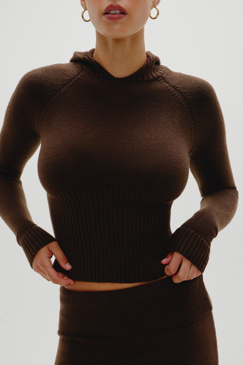 Hazel Knit Hoodie - Chocolate Brown | Frankies Bikinis