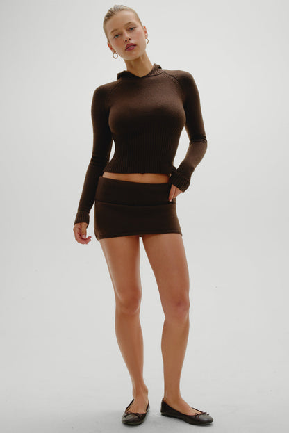 Hazel Knit Hoodie - Chocolate Brown | Frankies Bikinis