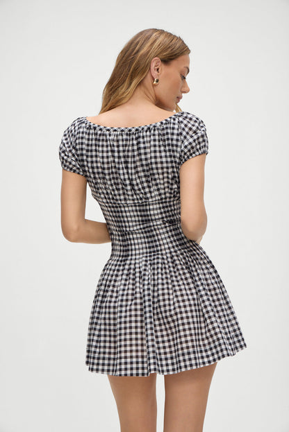 Sadie Gingham Mini Dress - Black Gingham | Frankies Bikinis