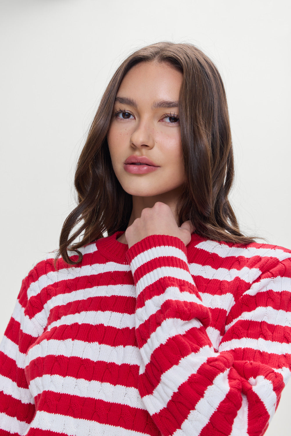Varsity Cable Knit Sweater - Heartstrings Stripe | Frankies Bikinis