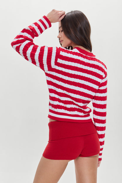 Varsity Cable Knit Sweater - Heartstrings Stripe | Frankies Bikinis