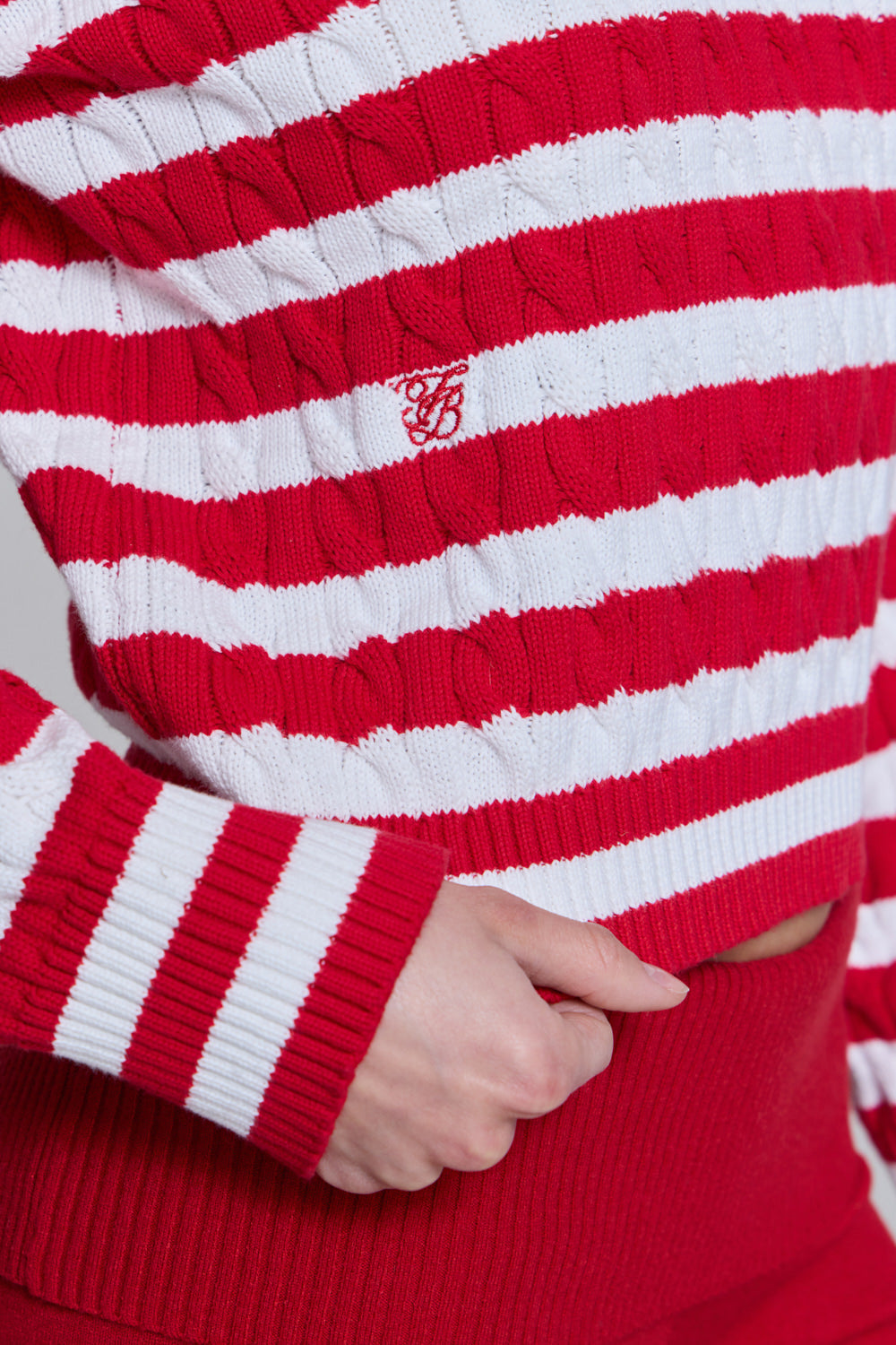 Varsity Cable Knit Sweater - Heartstrings Stripe | Frankies Bikinis