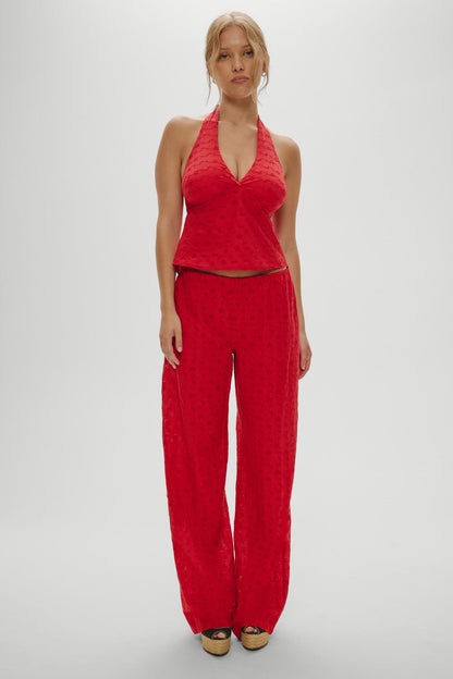 Cora Eyelet Halter Top - Red Rose | Frankies Bikinis