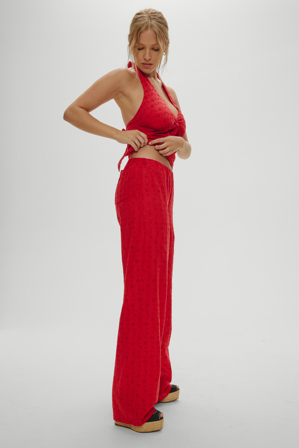 Princess Eyelet Pants - Red Rose | Frankies Bikinis
