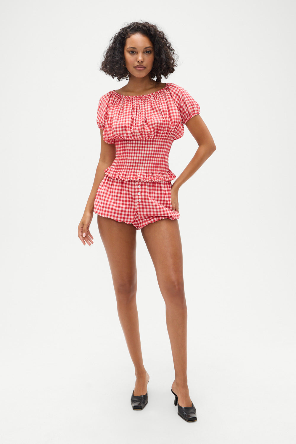 Cider Gingham Blouse - Cherry Gingham | Frankies Bikinis