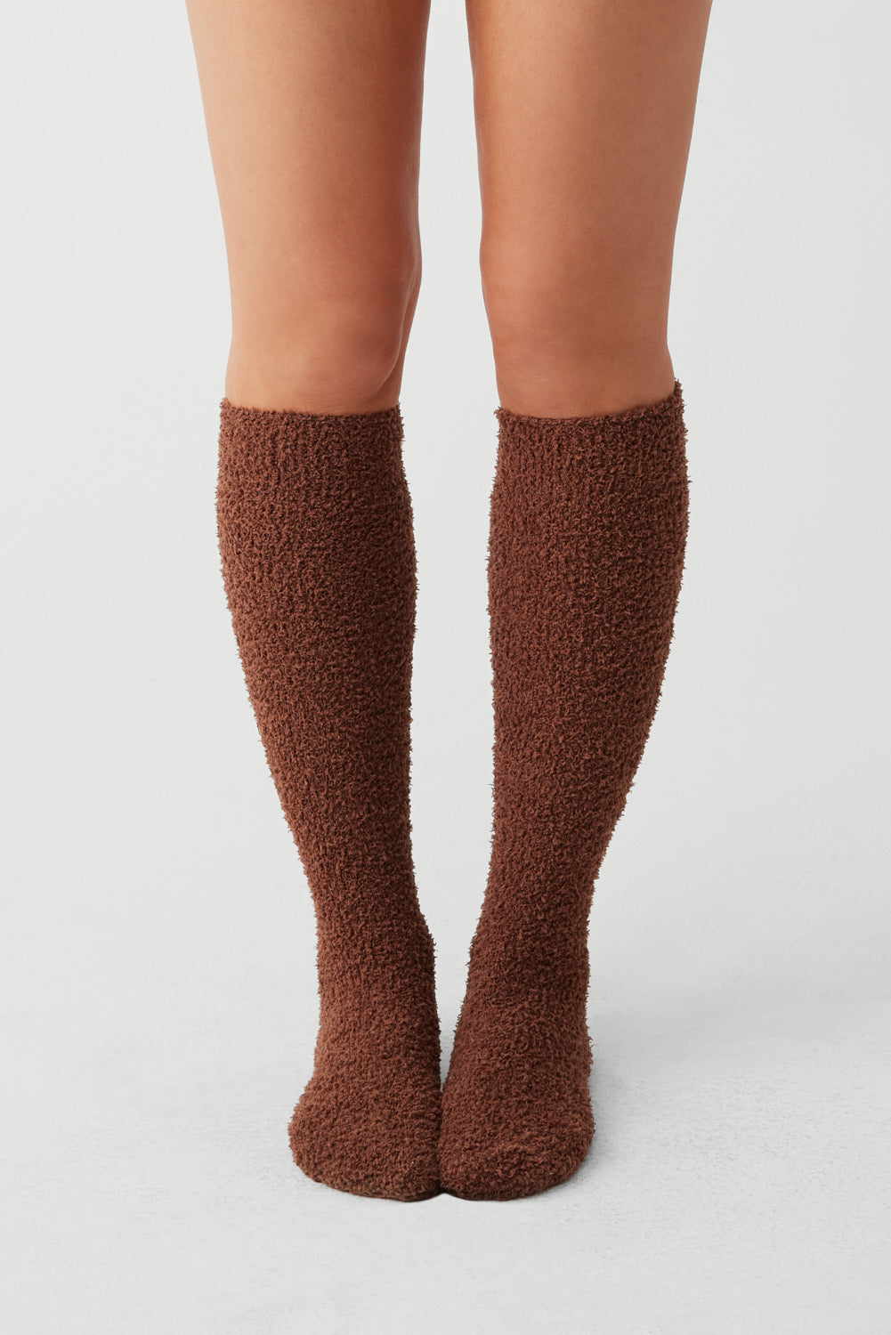 Cuddle Fuzzy High Socks - Chocolate Lily | Frankies Bikinis