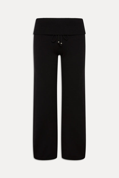 Dawson Knit Fold Over Pants - Black | Frankies Bikinis