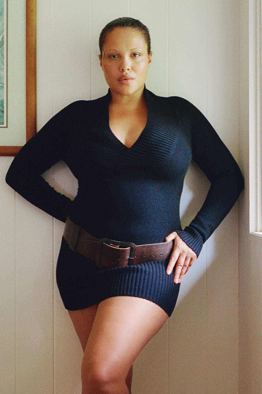 Jade Long Sleeve Knit Mini Dress - Black | Frankies Bikinis