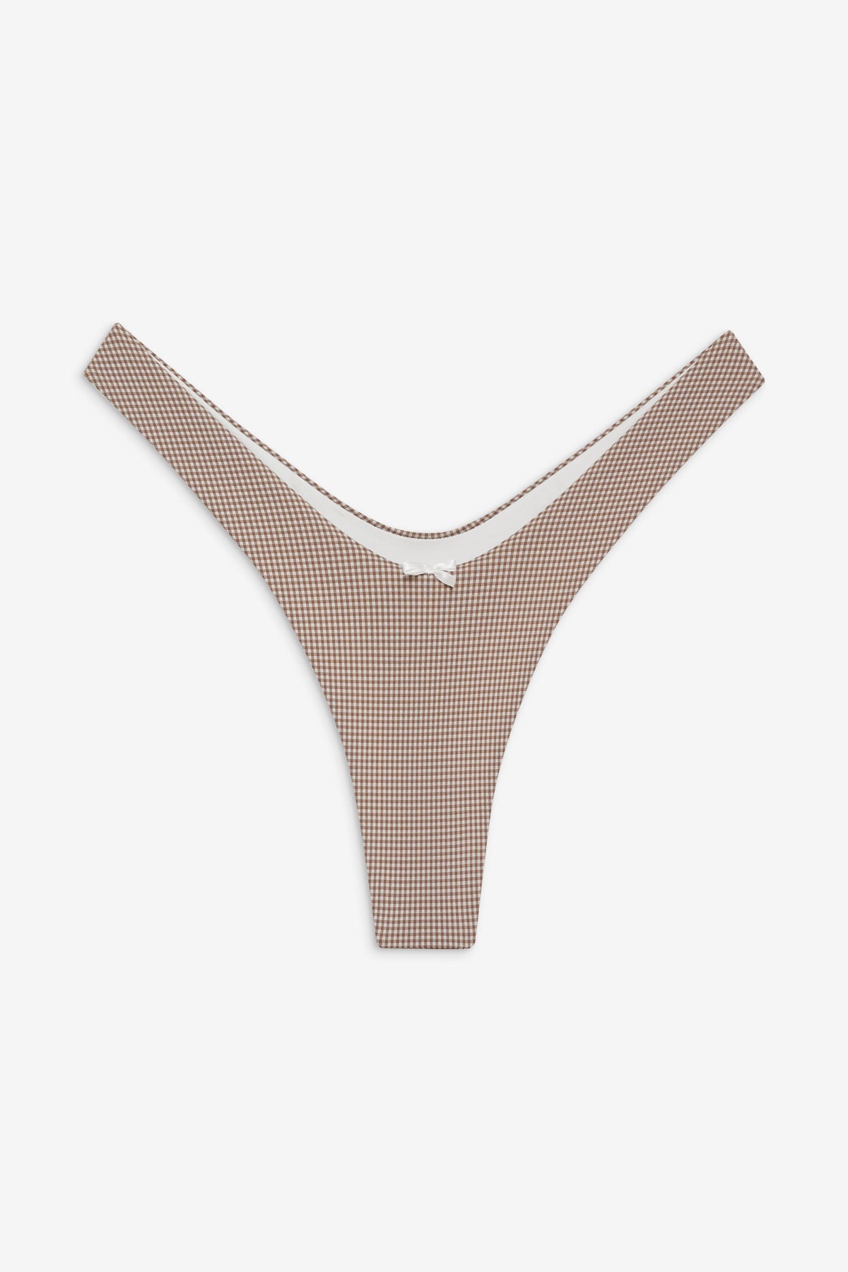 Full Moon Micro Bikini Bottom - Brown Gingham | Frankies Bikinis