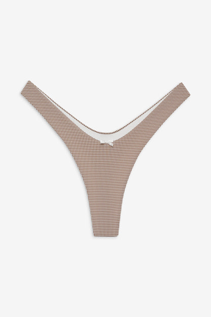 Full Moon Micro Bikini Bottom - Brown Gingham | Frankies Bikinis