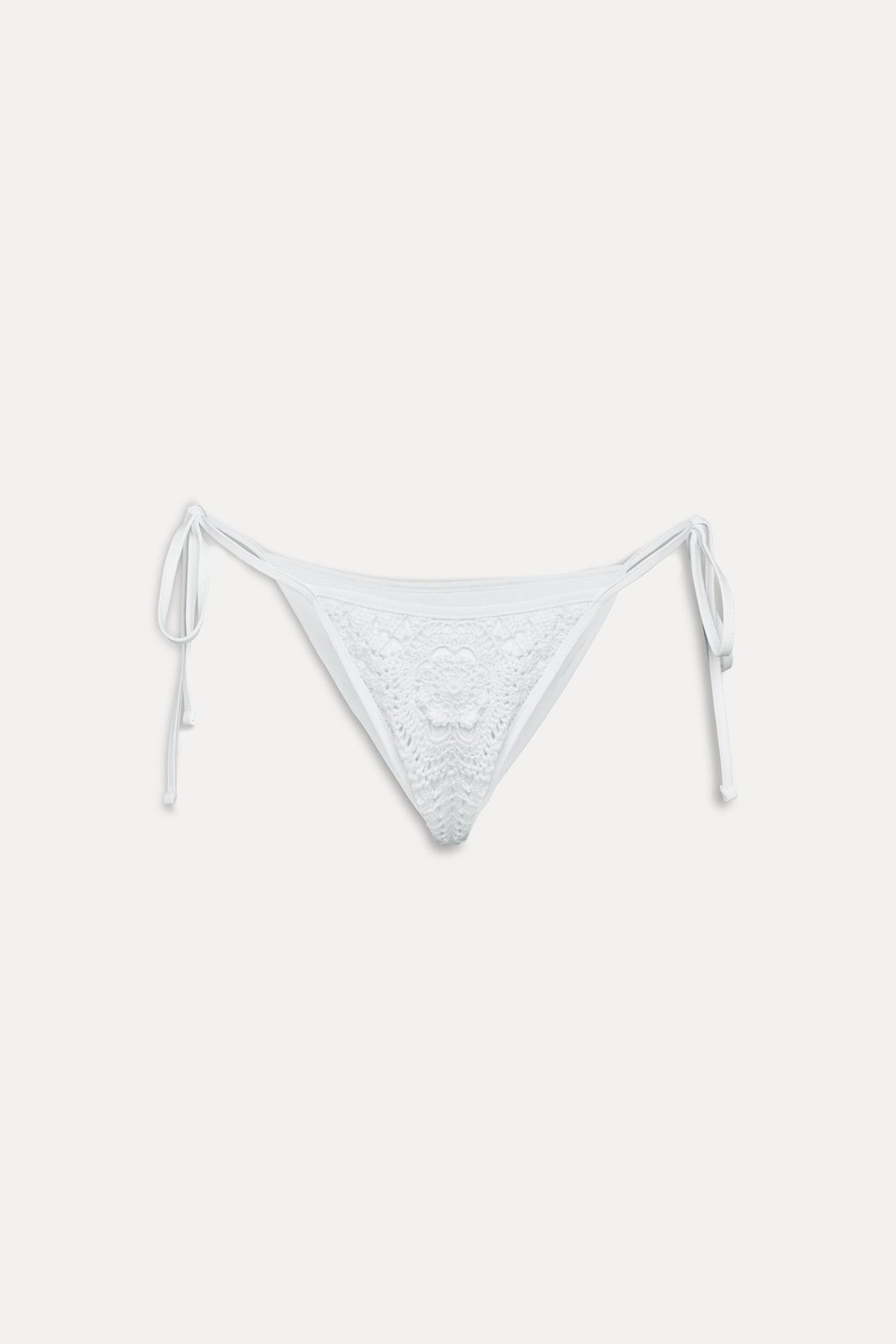 Mackenzie Crochet String Bikini Bottom - White | Frankies Bikinis