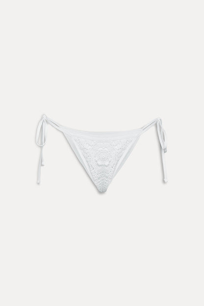 Mackenzie Crochet String Bikini Bottom - White | Frankies Bikinis