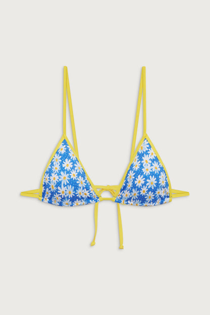 Lumia Triangle Bralette Bikini Top - Blue Daisy | Frankies Bikinis