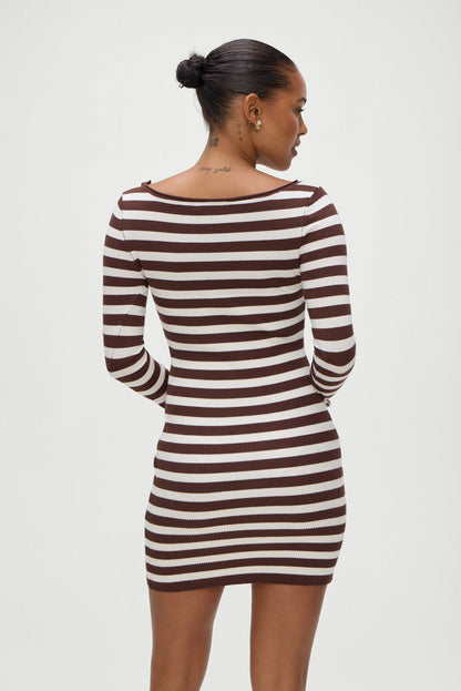 Luca Knit Mini Dress - Brown Sugar Stripe | Frankies Bikinis