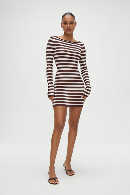 Luca Knit Mini Dress - Brown Sugar Stripe | Frankies Bikinis