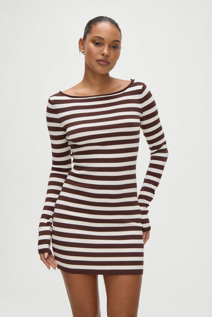 Luca Knit Mini Dress - Brown Sugar Stripe | Frankies Bikinis
