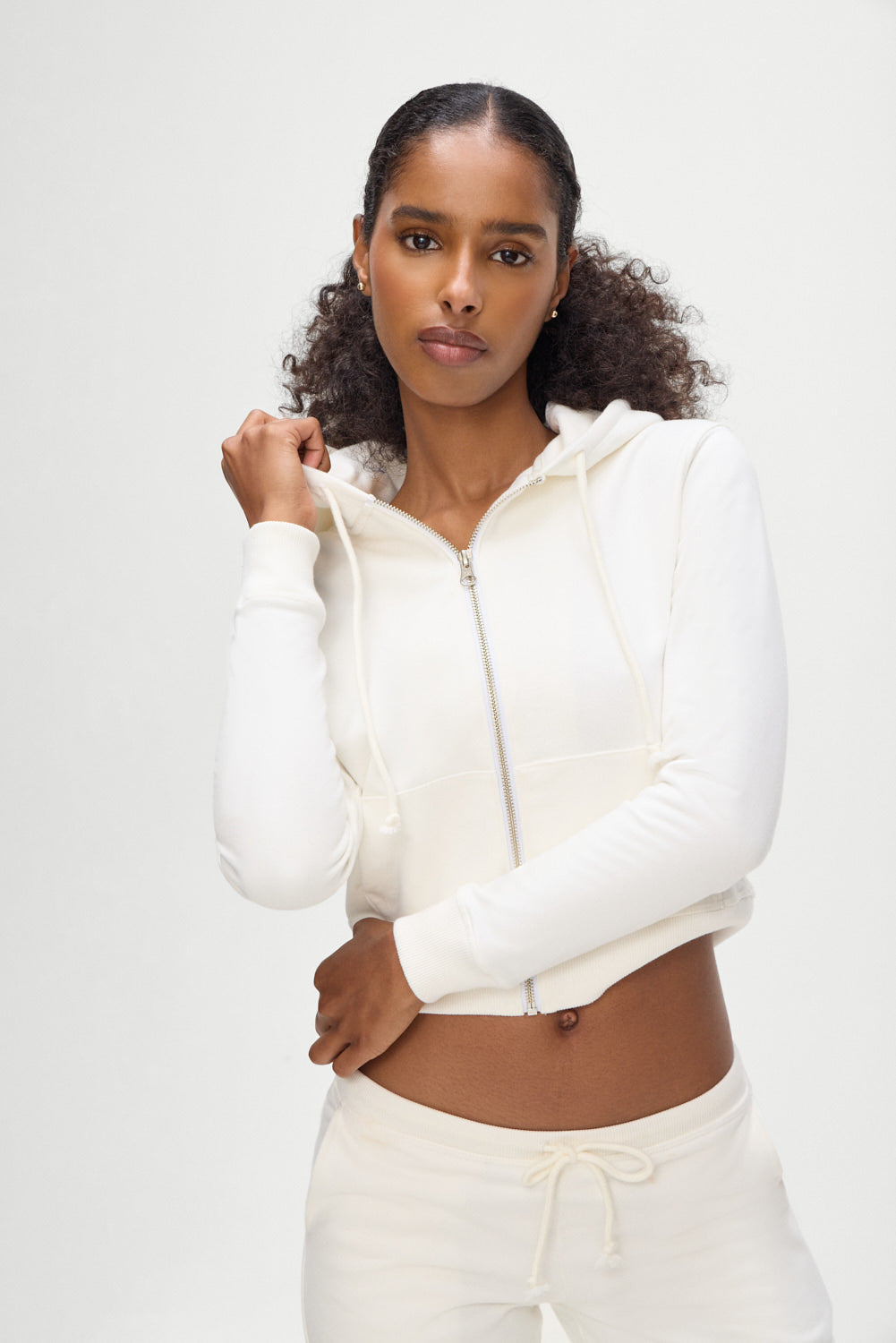Fall Zip Up Hoodie - White | Frankies Bikinis