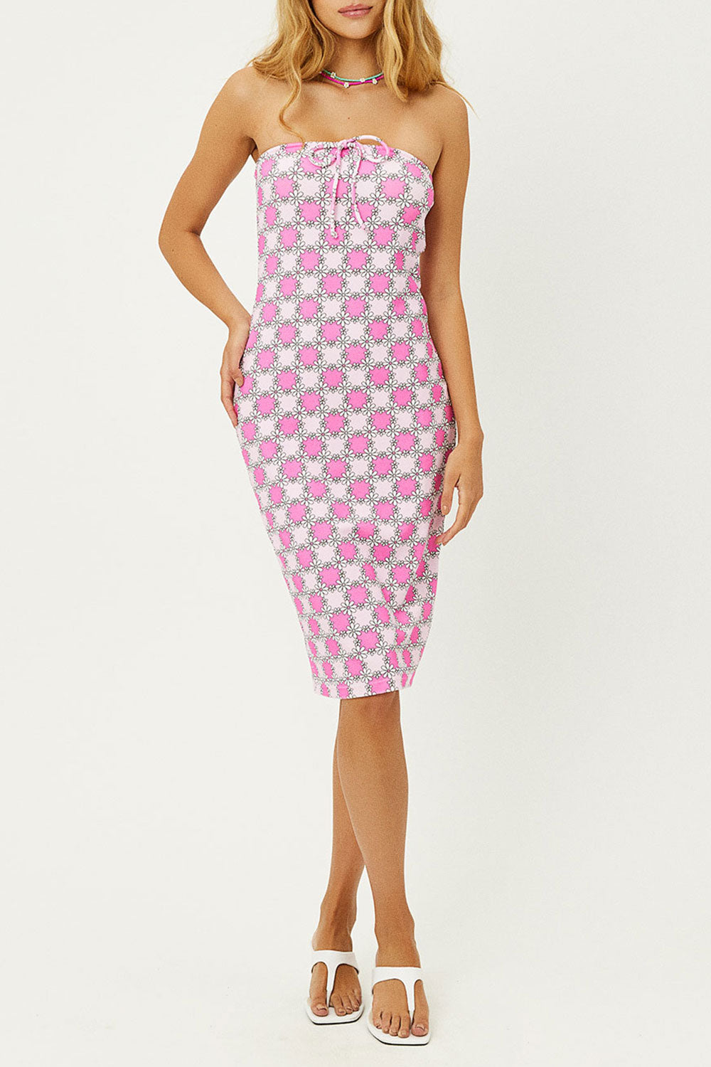 Hope Strapless Terry Dress - Pink Daisy | Frankies Bikinis