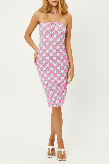 Hope Strapless Terry Dress - Pink Daisy | Frankies Bikinis