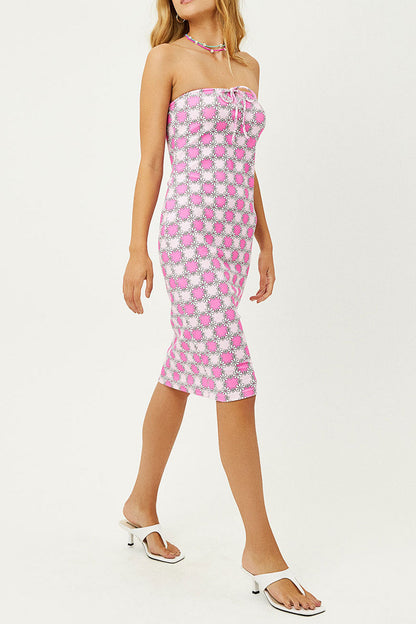 Hope Strapless Terry Dress - Pink Daisy | Frankies Bikinis