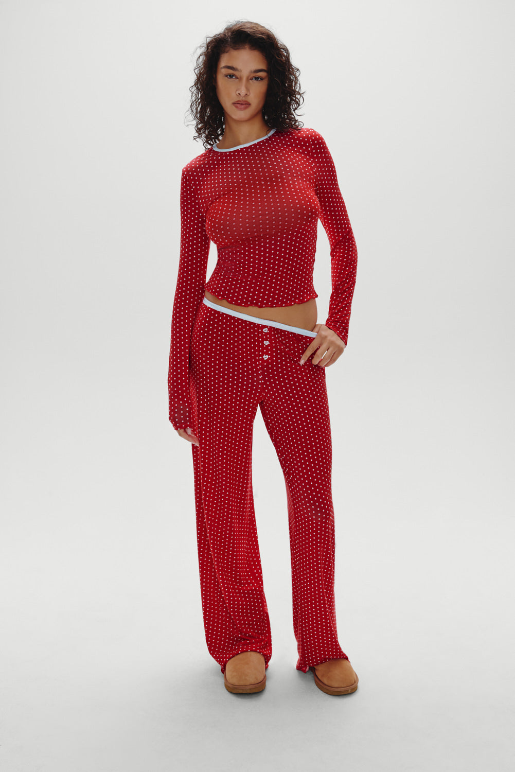 Joy Long Sleeve Sleep Shirt - Holiday Dot | Frankies Bikinis