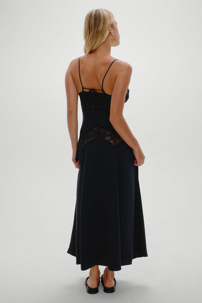 Ethereal Satin Lace Maxi Dress - Meet Me At Dusk | Frankies Bikinis