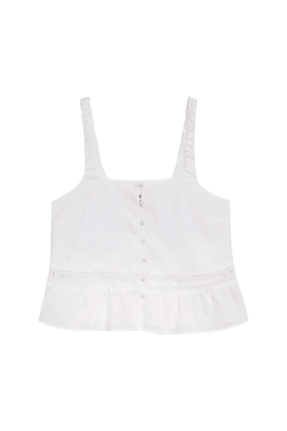 Airy Poplin Buttoned Top - White | Frankies Bikinis