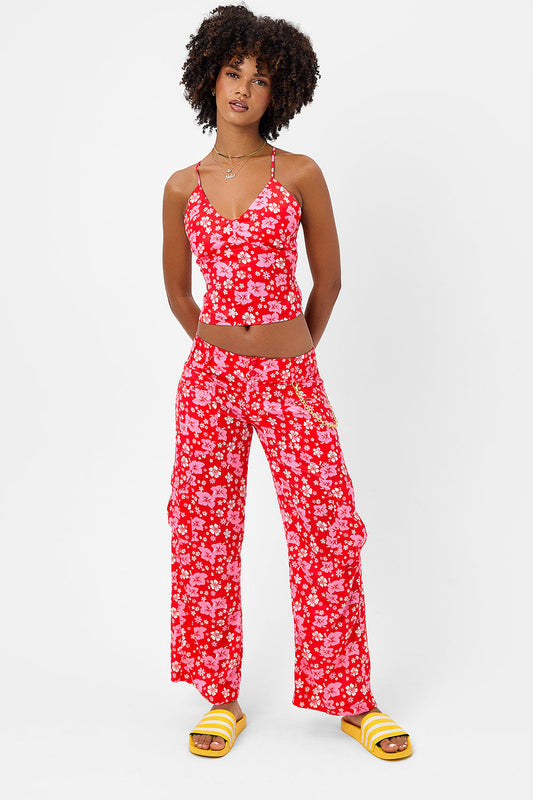 Chilli Satin Floral Cargo Pant - Coconut Girl | Frankies Bikinis