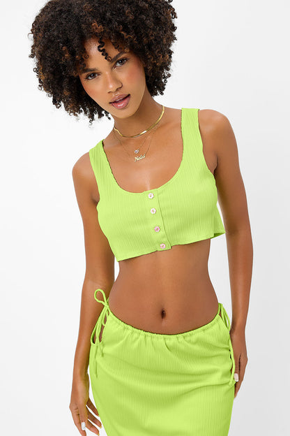 Solana Plissé Tank - Kiwi | Frankies Bikinis