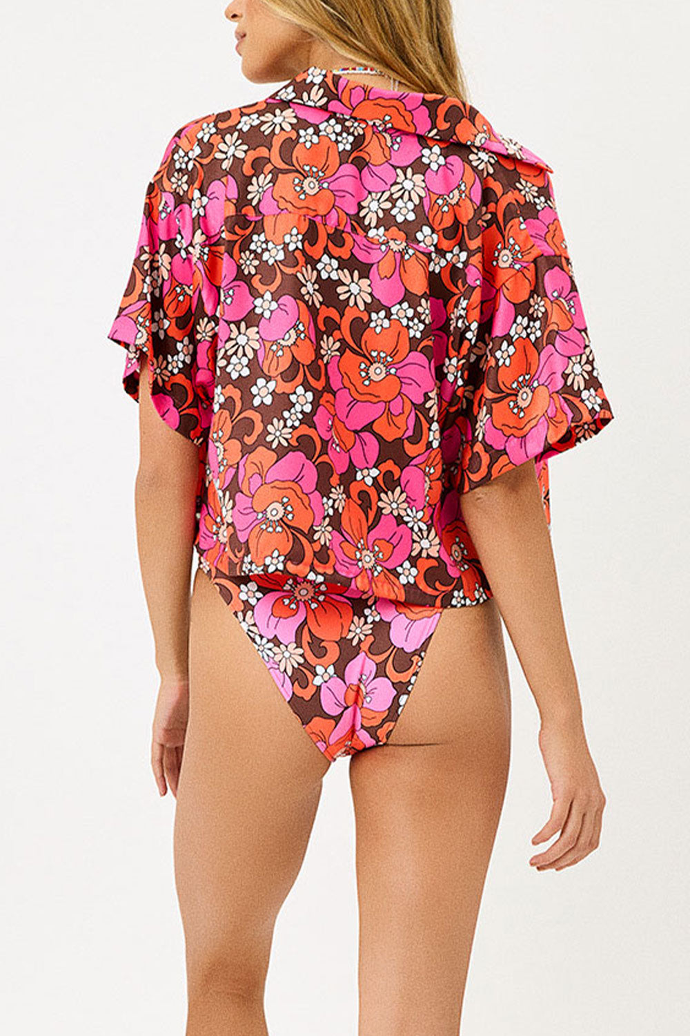 Koa Satin Cover Up Shirt - Tropics | Frankies Bikinis