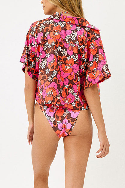 Koa Satin Cover Up Shirt - Tropics | Frankies Bikinis