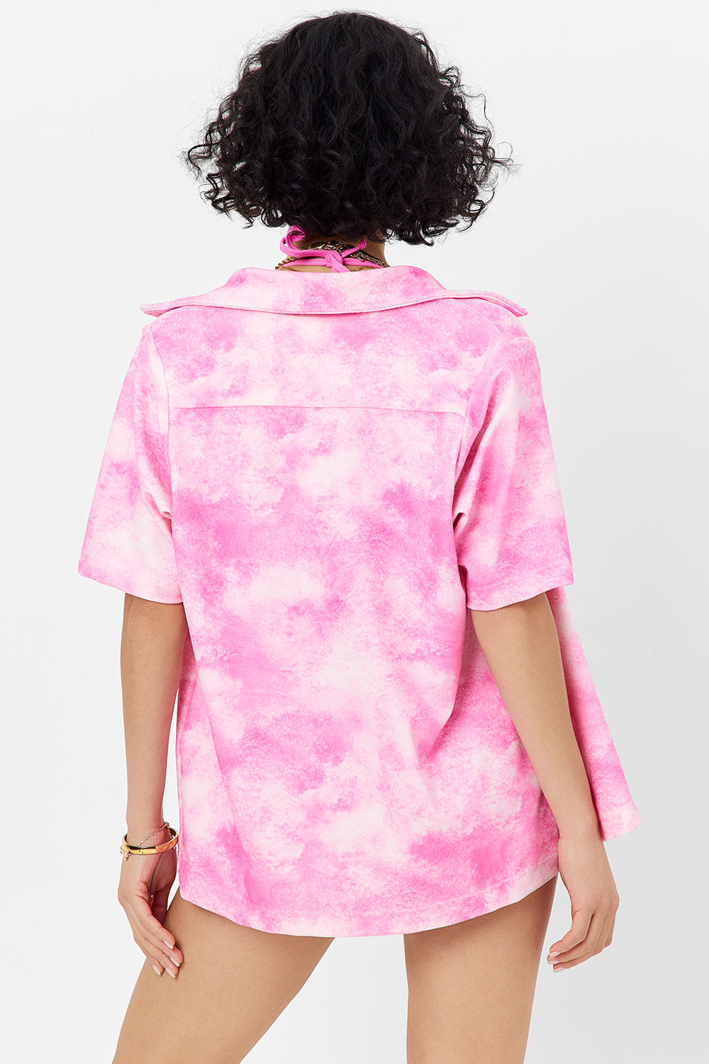 Hunter Terry Button Up Shirt - Distorted Pink Dye | Frankies Bikinis