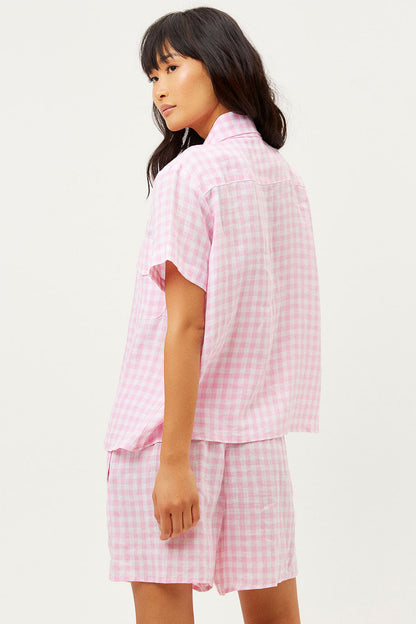 Lou Button Up Top - Pink Picnic | Frankies Bikinis