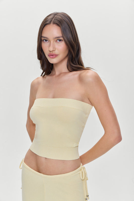 Destiny Knit Strapless Shirt - Buttercup | Frankies Bikinis