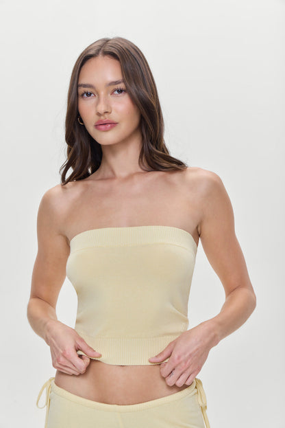 Destiny Knit Strapless Shirt - Buttercup | Frankies Bikinis